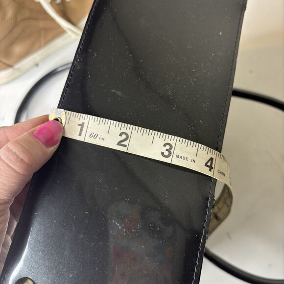 Beijo Double Handle Shoulder Bag Zipper Closure Pewter Gray Shiny Pockets Silver - Picture 8 of 9